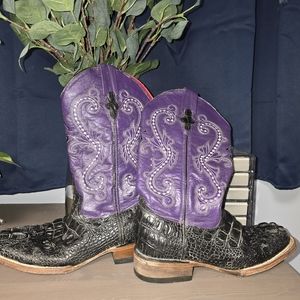 FERRINI Women's Leather Caiman WESTERN Show Boots * 12 In. *Sz 9.5 *